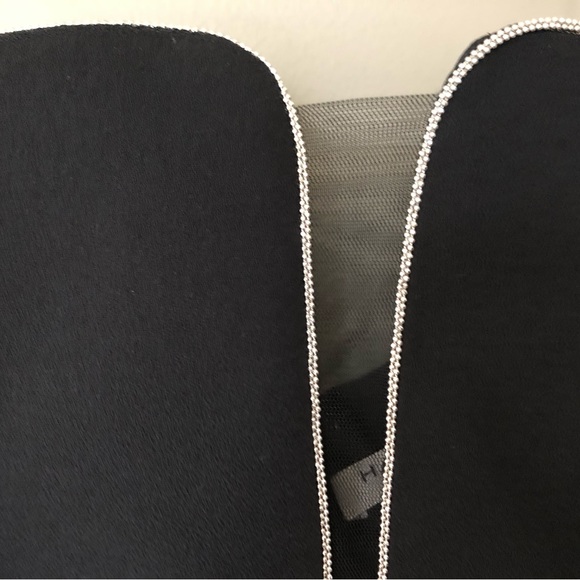 HALSTON HERITAGE Black + Silver Strapless Deep V Formal Maxi Gown Dress Size 6 - Picture 6 of 11